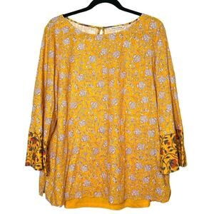 Soft Surroundings Women’s Linen Blend Tunic Blouse Yellow Size Large